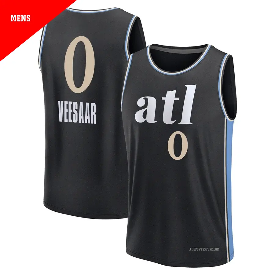 ＃0 Men's Henri Veesaar Atlanta Hawks 2023/24 Fast Break Black City Edition Jersey