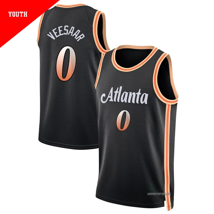 ＃0 Youth Henri Veesaar Atlanta Hawks 2022/23 Swingman Black City Edition Jersey