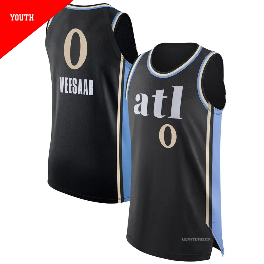 ＃0 Youth Henri Veesaar Atlanta Hawks 2023/24 Authentic Black City Edition Jersey
