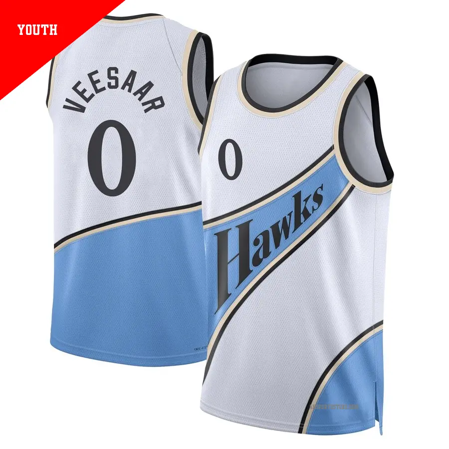 ＃0 Youth Henri Veesaar Atlanta Hawks 2024/25 Swingman White City Edition Jersey