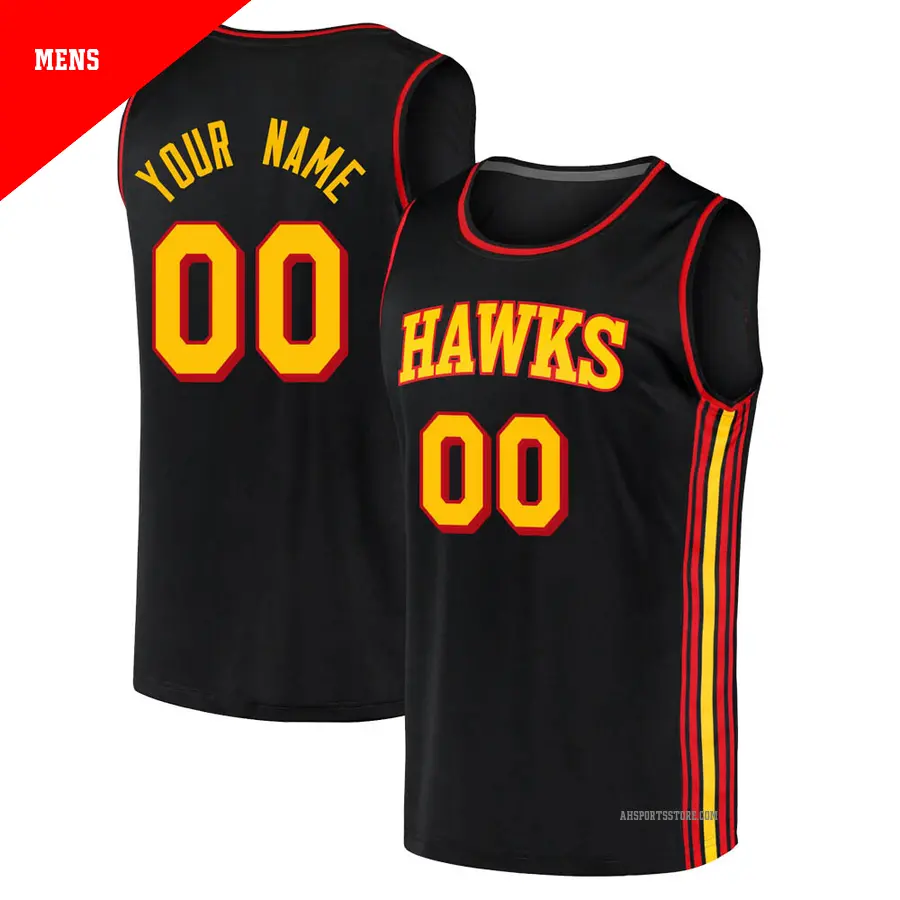 ＃00 Men's Custom Atlanta Hawks 2020/21 Fast Break Black Jersey Statement Edition