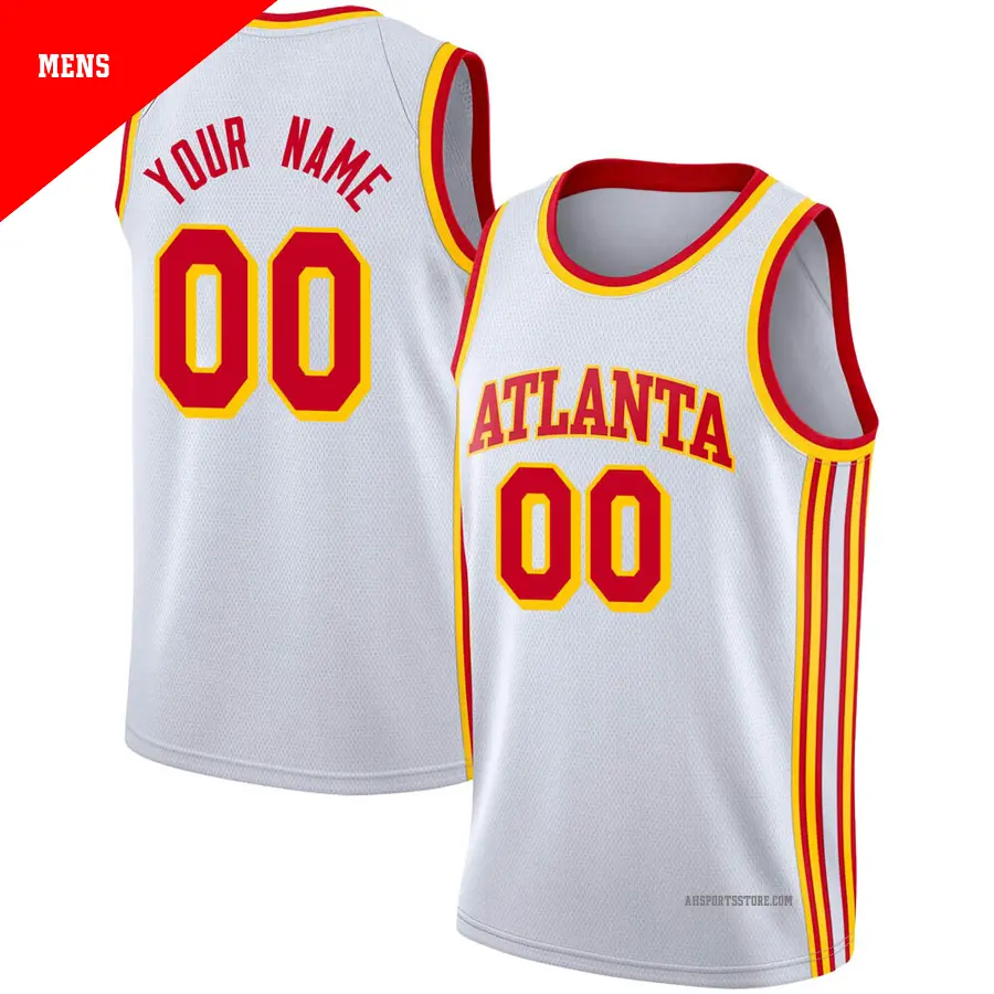 ＃00 Men's Custom Atlanta Hawks 2020/21 Swingman White JerseyAssociation Edition