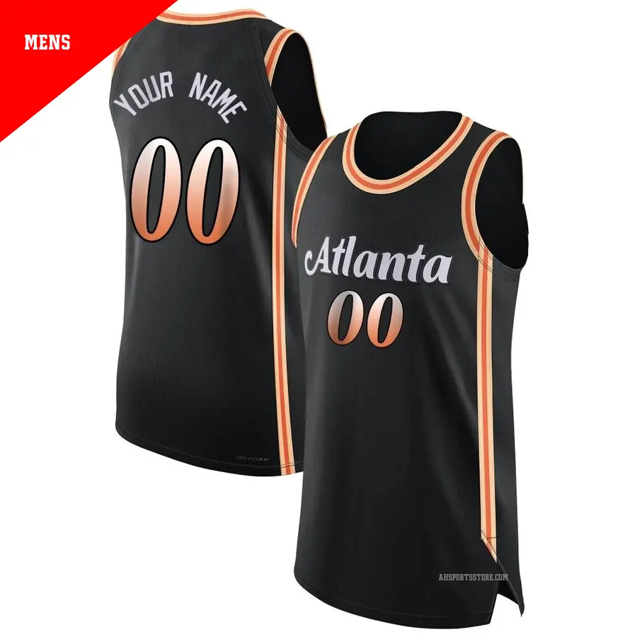 ＃00 Men's Custom Atlanta Hawks 2022/23 Authentic Black City Edition Jersey