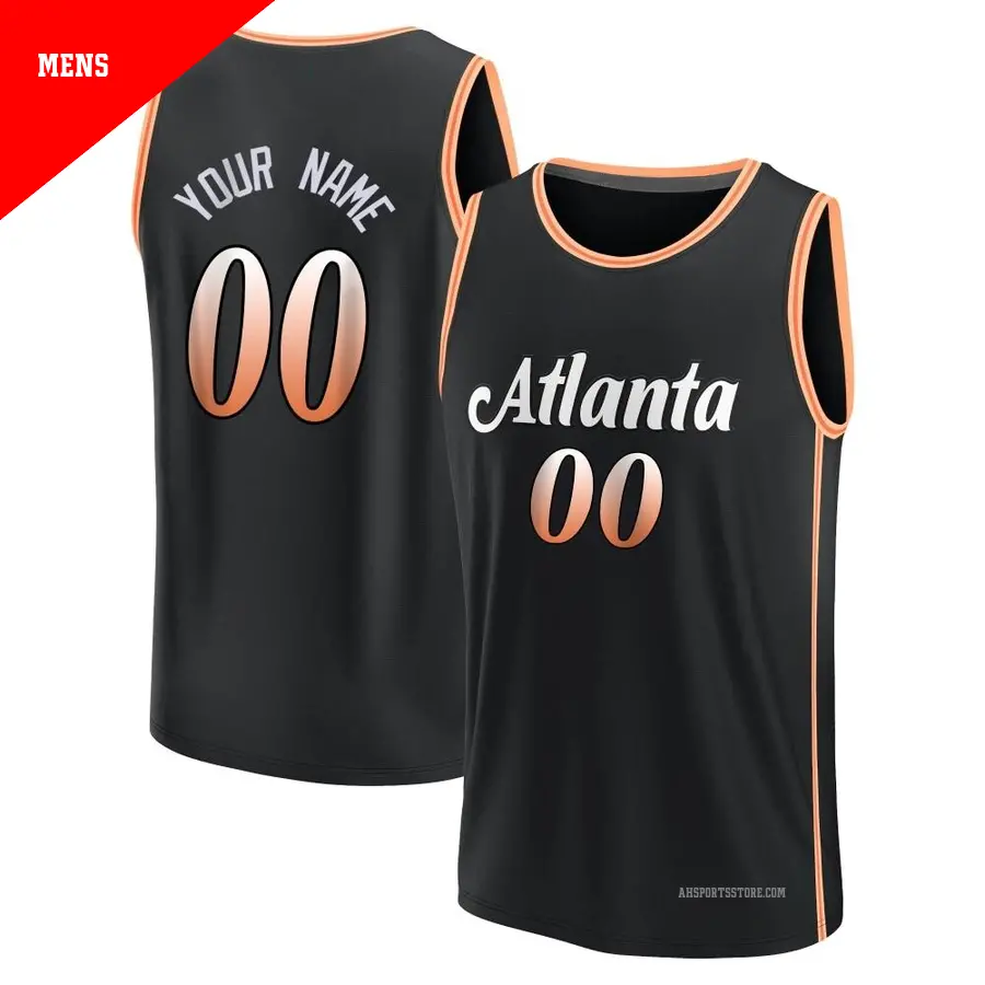 ＃00 Men's Custom Atlanta Hawks 2022/23 Fast Break Black City Edition Jersey