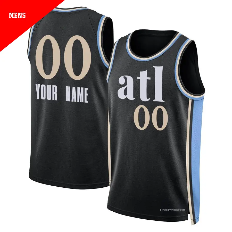 ＃00 Men's Custom Atlanta Hawks 2023/24 Swingman Black City Edition Jersey