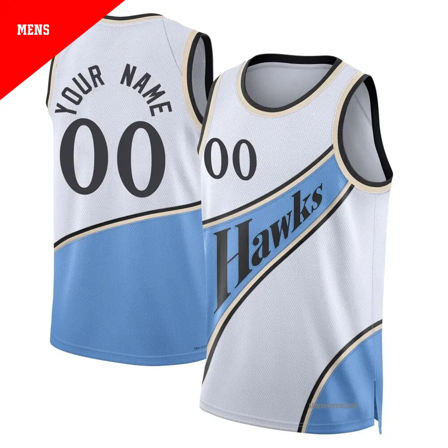 ＃00 Men's Custom Atlanta Hawks 2024/25 Swingman White City Edition Jersey