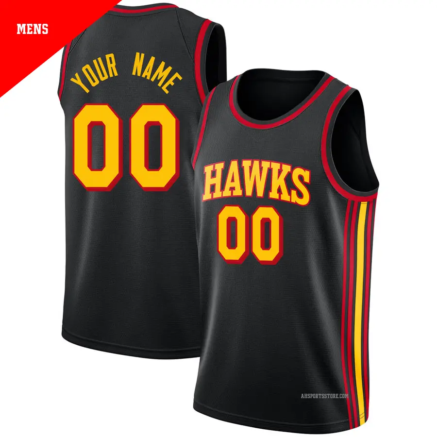 ＃00 Men's Custom Atlanta Hawks Black Swingman Jersey Statement Edition