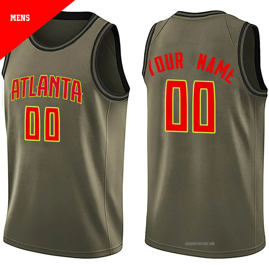 ＃00 Men's Custom Atlanta Hawks Green Swingman Salute to Service Jersey
