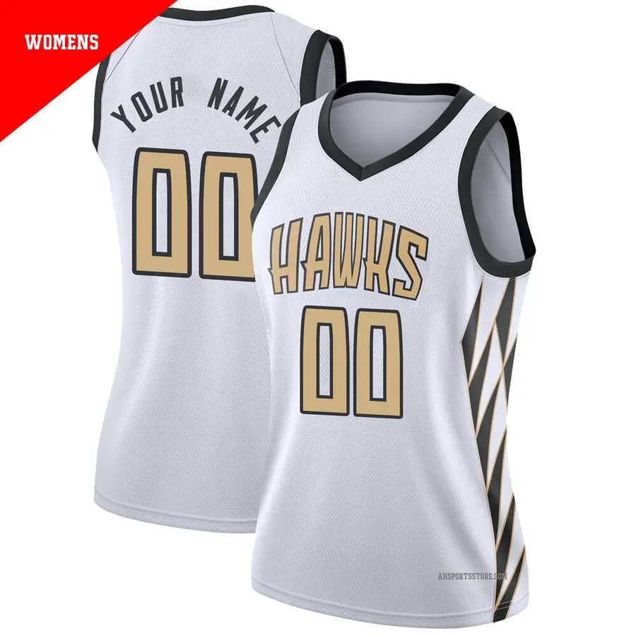 ＃00 Women's Custom Atlanta Hawks 2018/19 Swingman White JerseyCity Edition