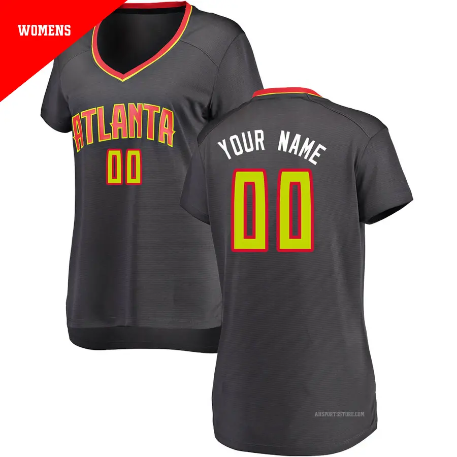 ＃00 Women's Custom Atlanta Hawks Black Fast Break Jersey Icon Edition