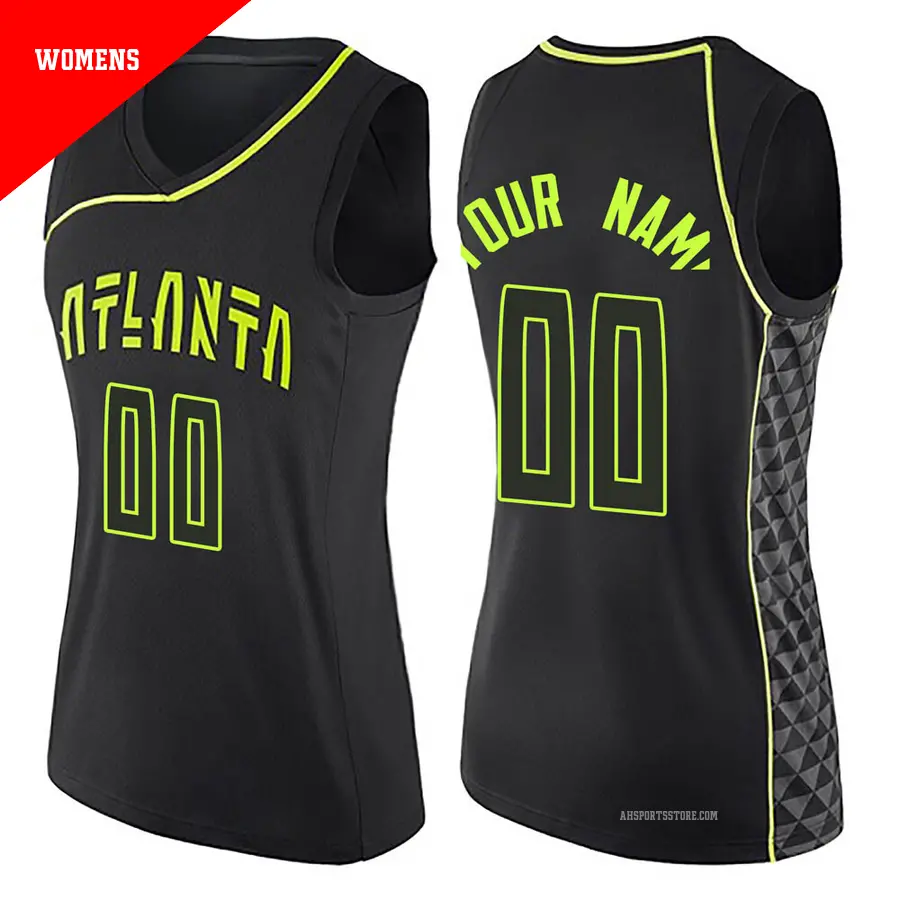 ＃00 Women's Custom Atlanta Hawks Black Swingman City Edition Jersey