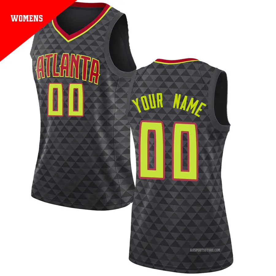 ＃00 Women's Custom Atlanta Hawks Black Swingman Jersey Icon Edition