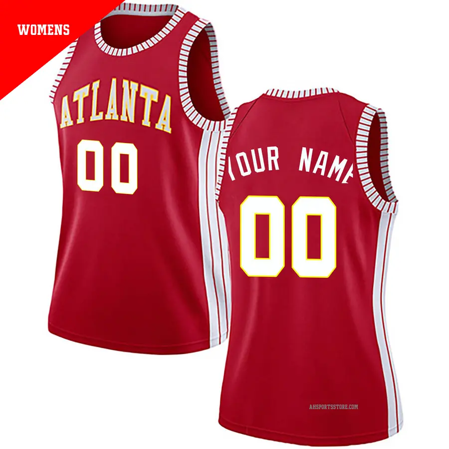 ＃00 Women's Custom Atlanta Hawks Red Swingman Jersey Statement Edition