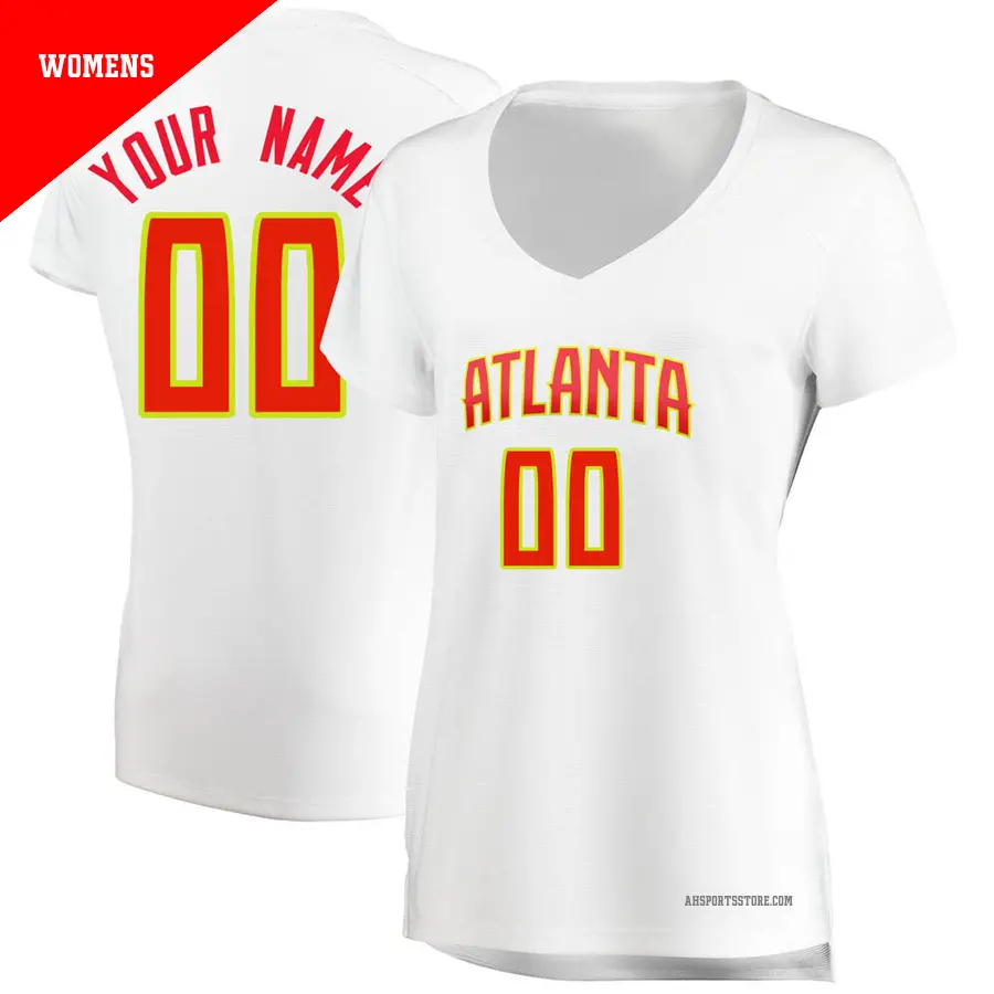 ＃00 Women's Custom Atlanta Hawks White Fast Break JerseyAssociation Edition