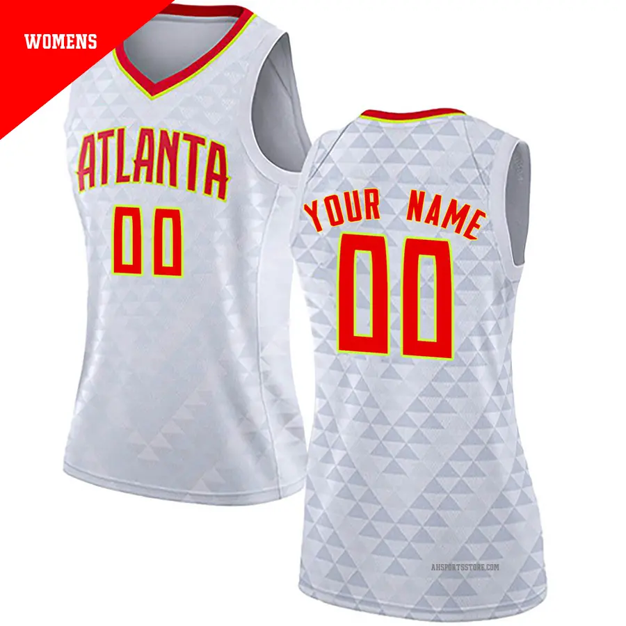 ＃00 Women's Custom Atlanta Hawks White Swingman JerseyAssociation Edition