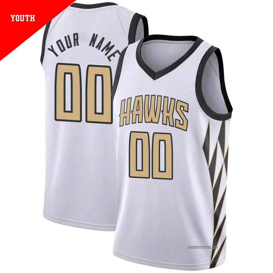 ＃00 Youth Custom Atlanta Hawks 2018/19 Swingman White JerseyCity Edition