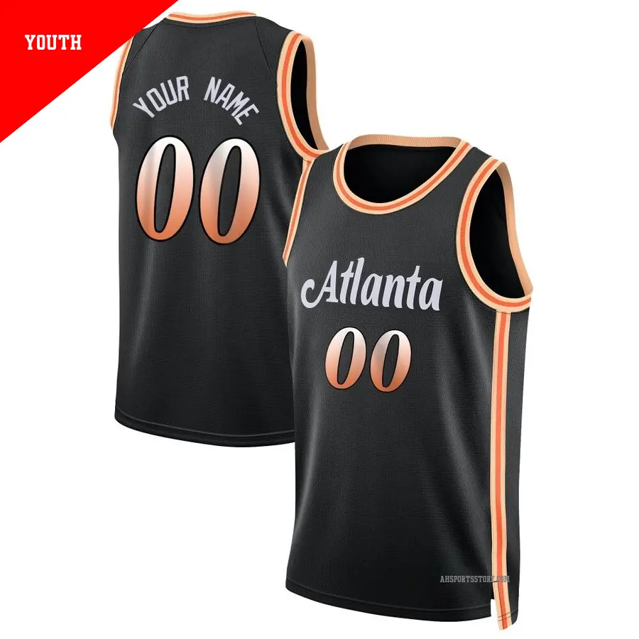 ＃00 Youth Custom Atlanta Hawks 2022/23 Swingman Black City Edition Jersey