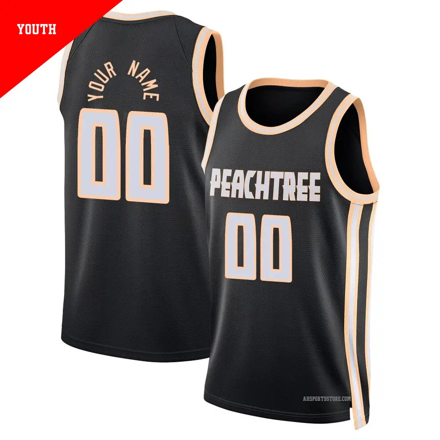 ＃00 Youth Custom Atlanta Hawks 2025/26 Swingman Black City Edition Jersey