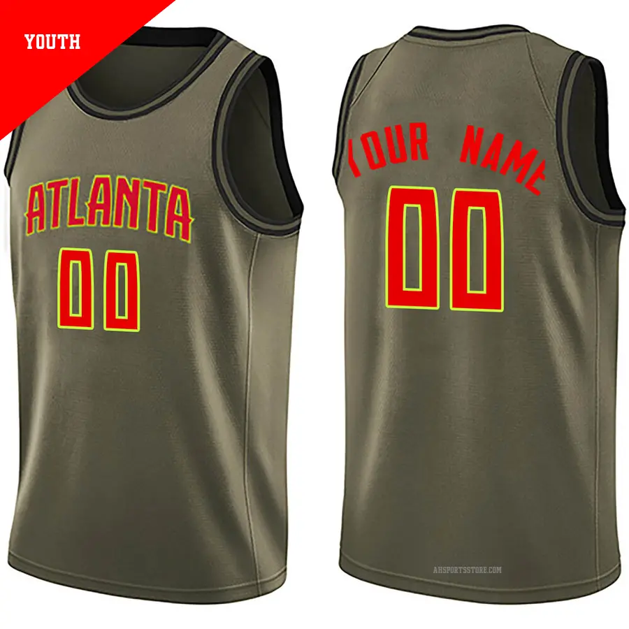 ＃00 Youth Custom Atlanta Hawks Green Swingman Salute to Service Jersey