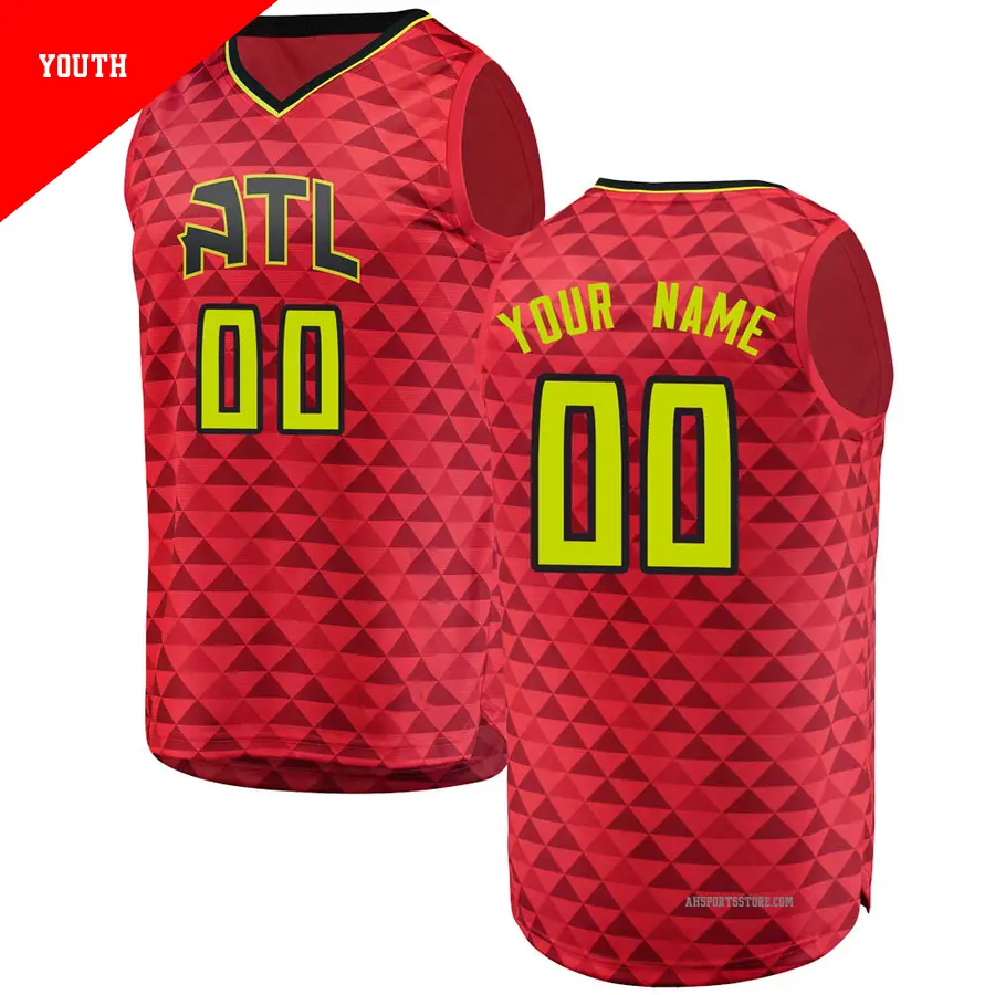 ＃00 Youth Custom Atlanta Hawks Red Fast Break Jersey Statement Edition