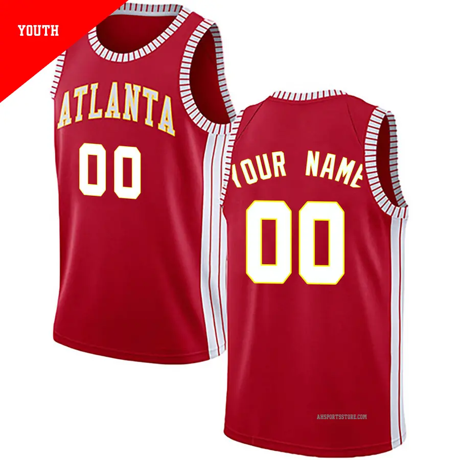 ＃00 Youth Custom Atlanta Hawks Red Swingman Jersey Statement Edition