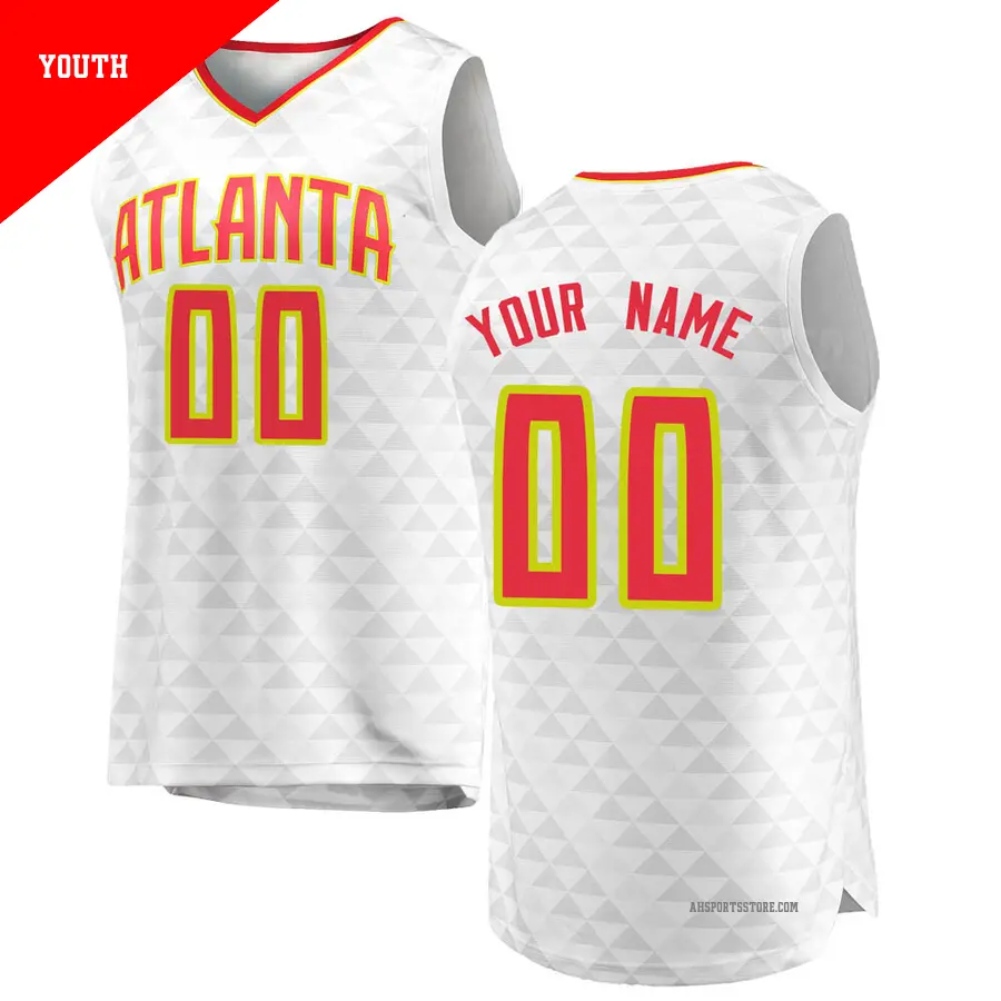 ＃00 Youth Custom Atlanta Hawks White Fast Break JerseyAssociation Edition