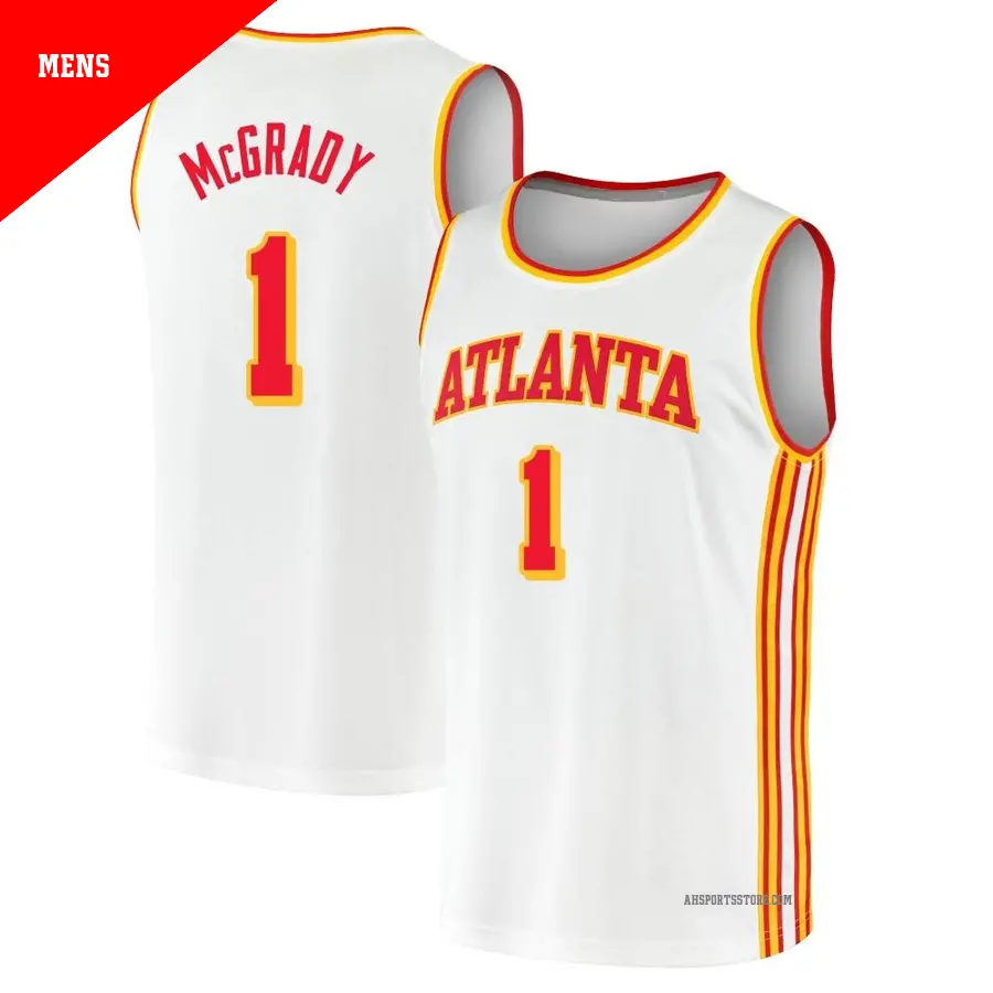＃1 Men's Tracy McGrady Atlanta Hawks 2020/21 Fast Break White JerseyAssociation Edition