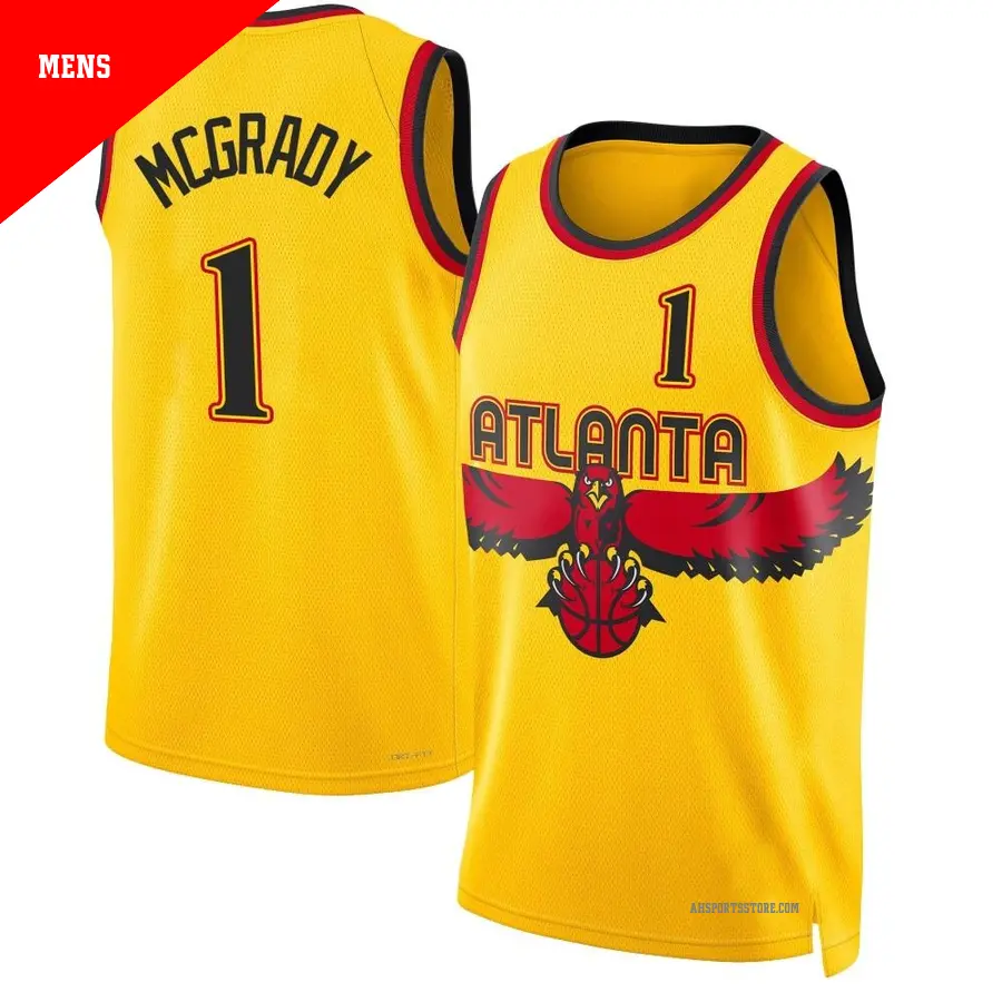 ＃1 Men's Tracy McGrady Atlanta Hawks 2021/22 Swingman Yellow City Edition Jersey