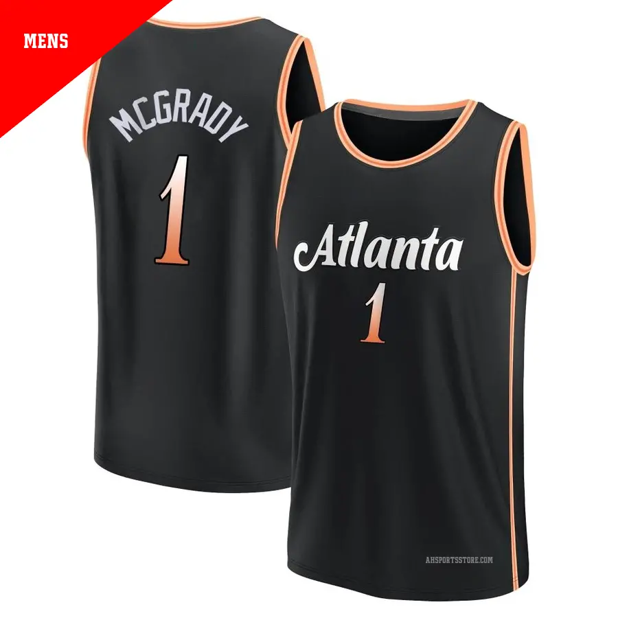 ＃1 Men's Tracy McGrady Atlanta Hawks 2022/23 Fast Break Black City Edition Jersey
