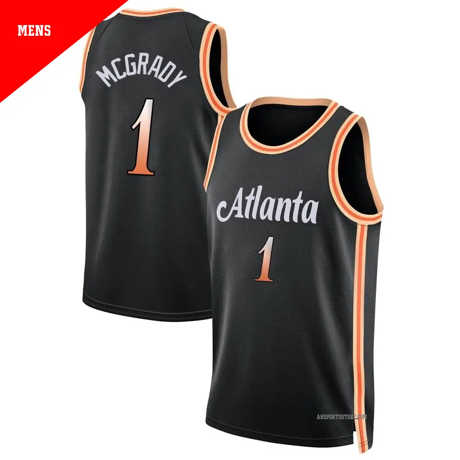＃1 Men's Tracy McGrady Atlanta Hawks 2022/23 Swingman Black City Edition Jersey
