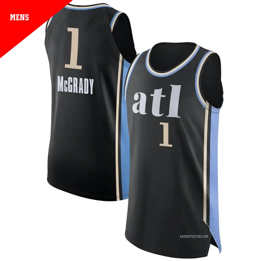 ＃1 Men's Tracy McGrady Atlanta Hawks 2023/24 Authentic Black City Edition Jersey