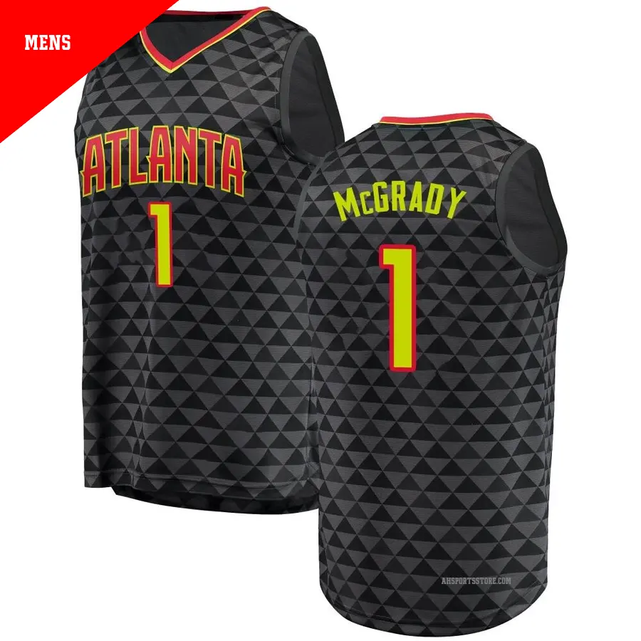＃1 Men's Tracy McGrady Atlanta Hawks Black Fast Break Jersey Icon Edition