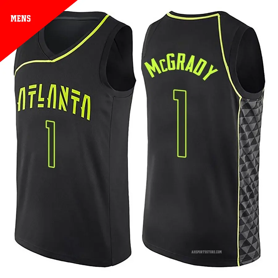＃1 Men's Tracy McGrady Atlanta Hawks Black Swingman City Edition Jersey