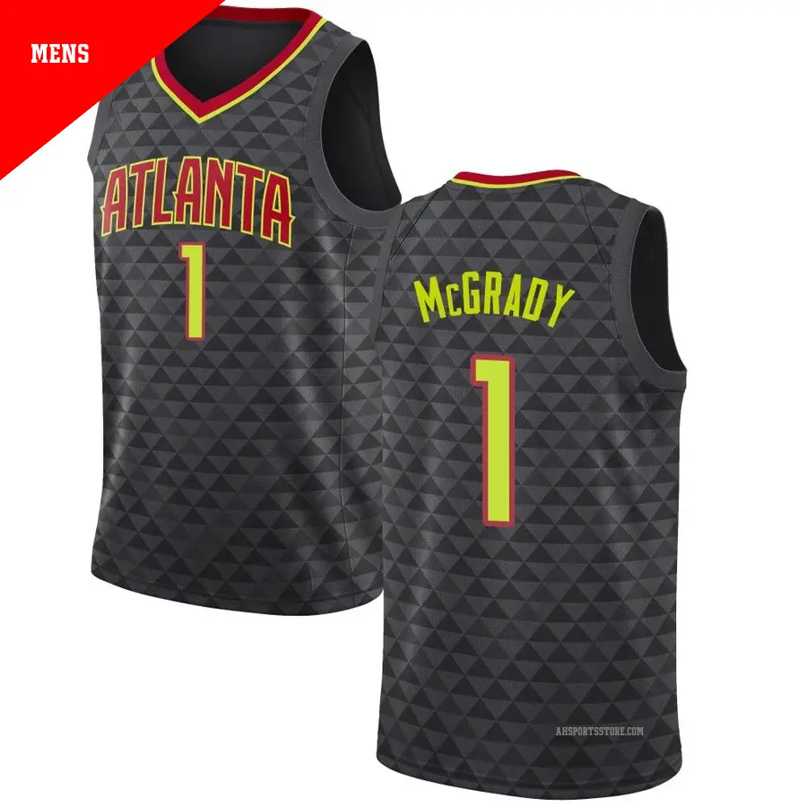＃1 Men's Tracy McGrady Atlanta Hawks Black Swingman Jersey Icon Edition
