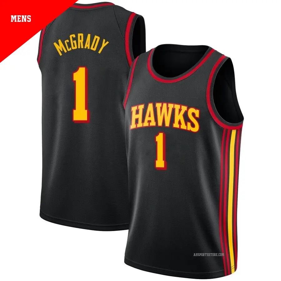＃1 Men's Tracy McGrady Atlanta Hawks Black Swingman Jersey Statement Edition