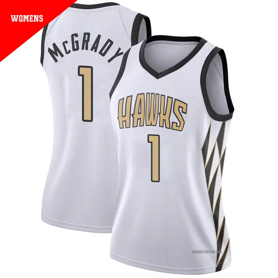 ＃1 Women's Tracy McGrady Atlanta Hawks 2018/19 Swingman White JerseyCity Edition