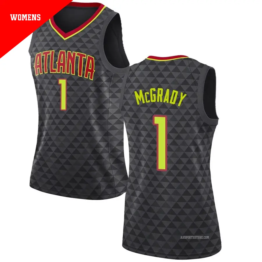 ＃1 Women's Tracy McGrady Atlanta Hawks Black Swingman Jersey Icon Edition