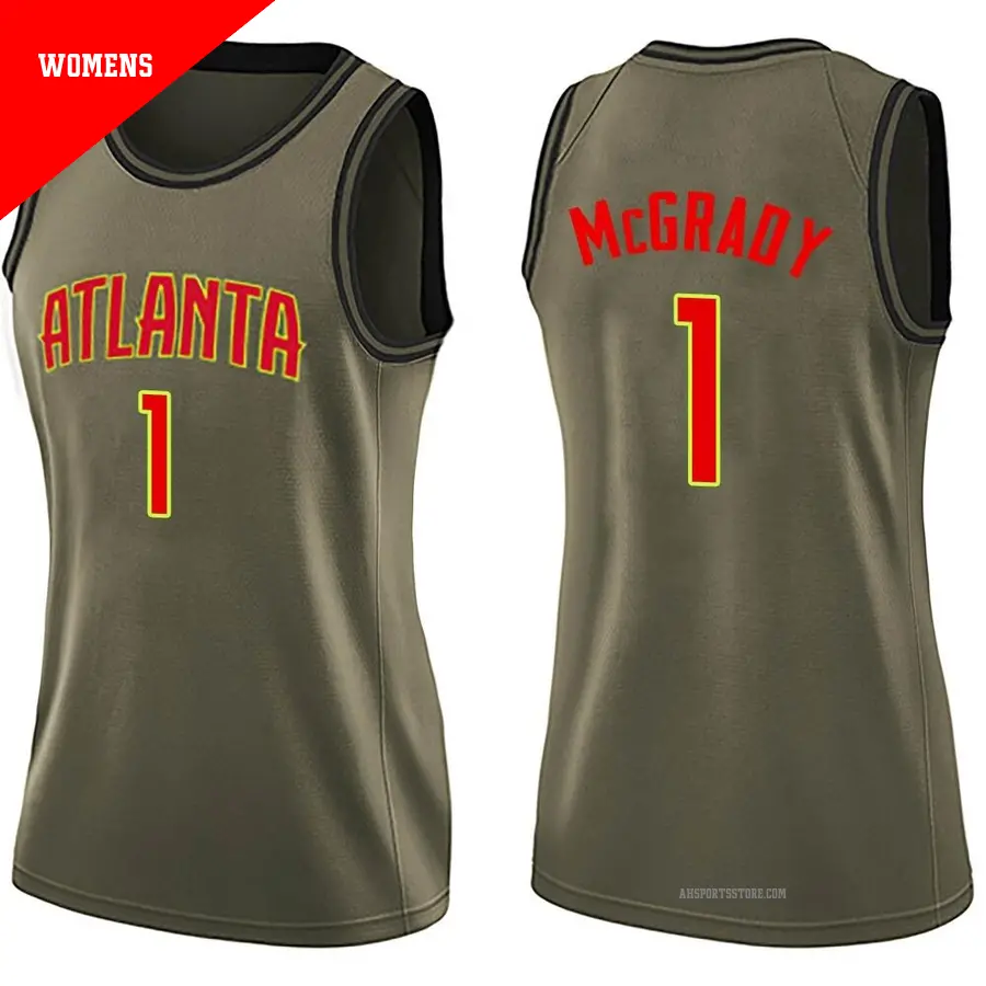 ＃1 Women's Tracy McGrady Atlanta Hawks Green Swingman Salute to Service Jersey