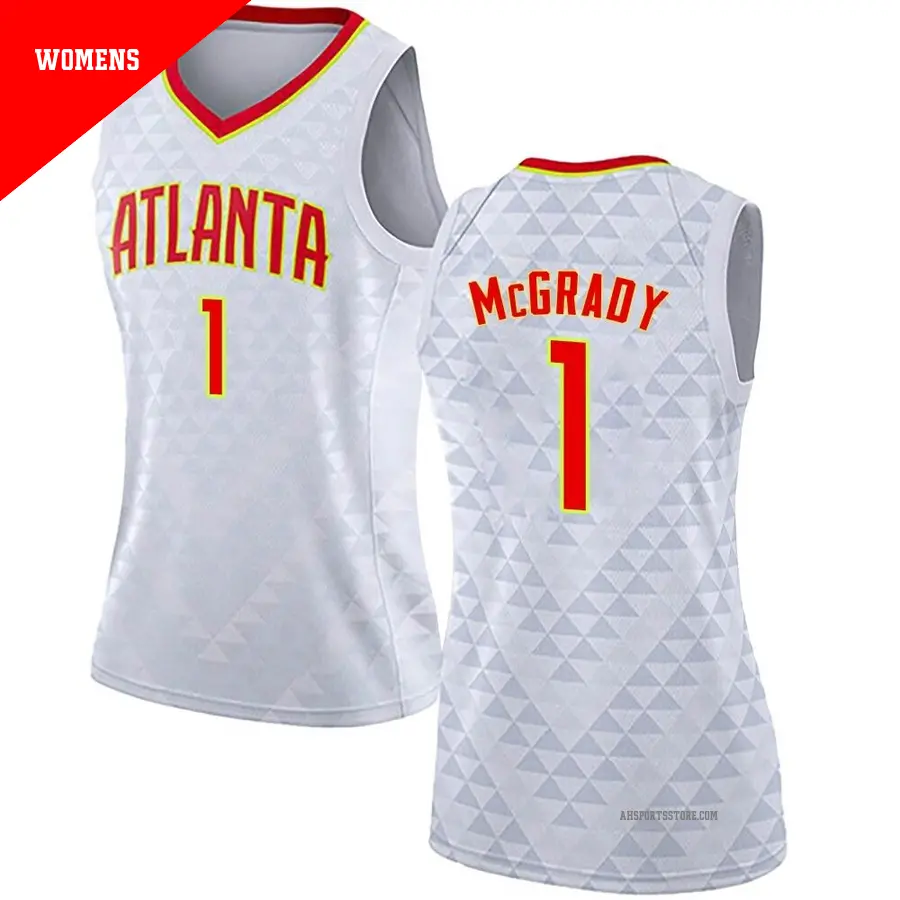 ＃1 Women's Tracy McGrady Atlanta Hawks White Swingman JerseyAssociation Edition