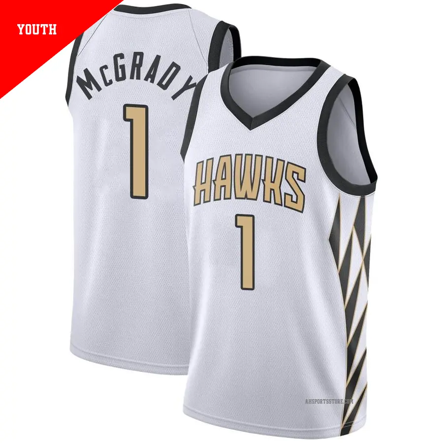＃1 Youth Tracy McGrady Atlanta Hawks 2018/19 Swingman White JerseyCity Edition