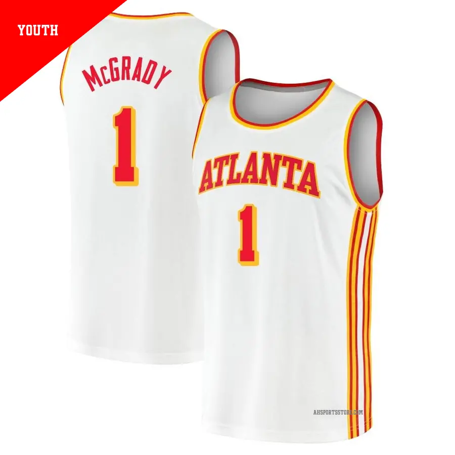 ＃1 Youth Tracy McGrady Atlanta Hawks 2020/21 Fast Break White JerseyAssociation Edition