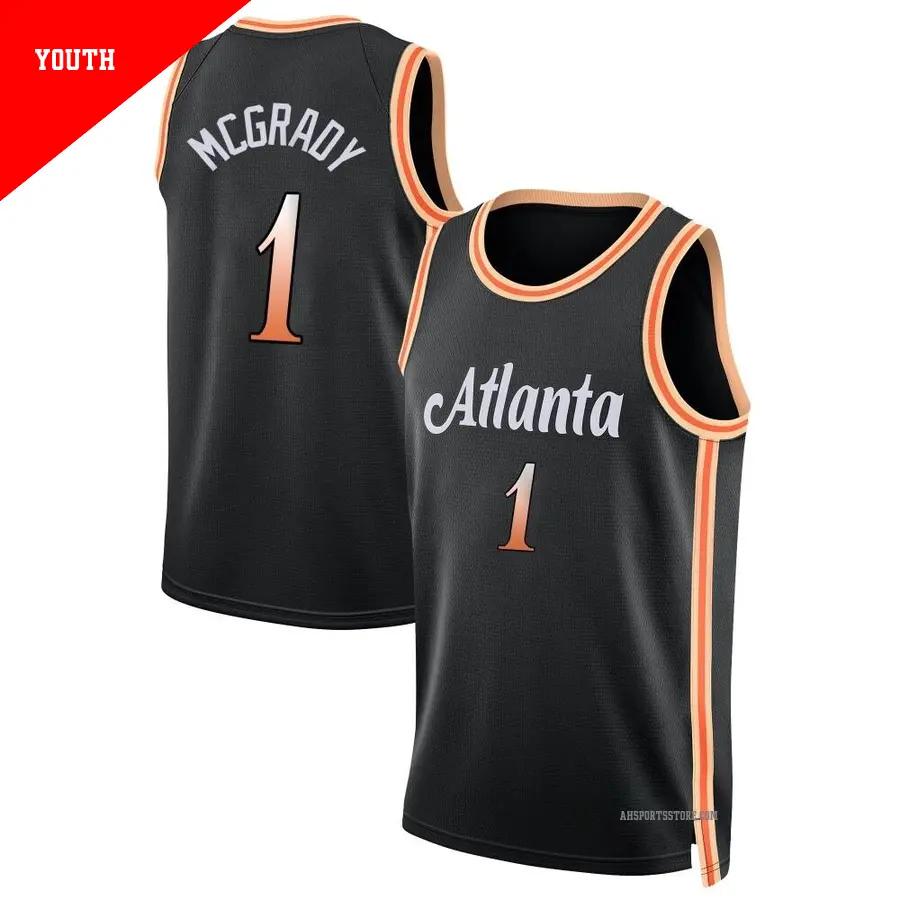 ＃1 Youth Tracy McGrady Atlanta Hawks 2022/23 Swingman Black City Edition Jersey