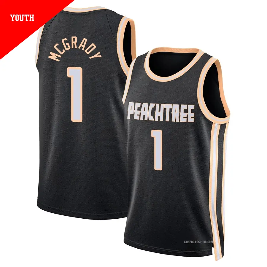 ＃1 Youth Tracy McGrady Atlanta Hawks 2025/26 Swingman Black City Edition Jersey