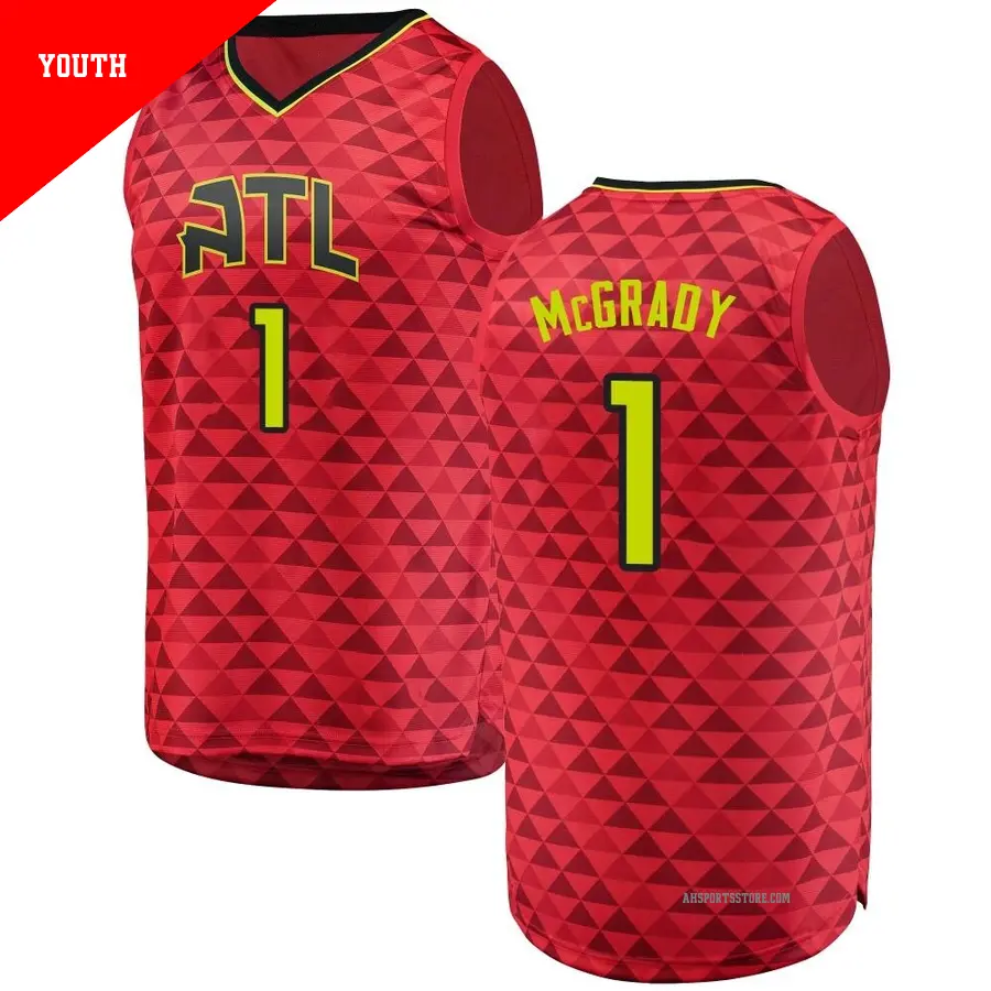 ＃1 Youth Tracy McGrady Atlanta Hawks Red Fast Break Jersey Statement Edition