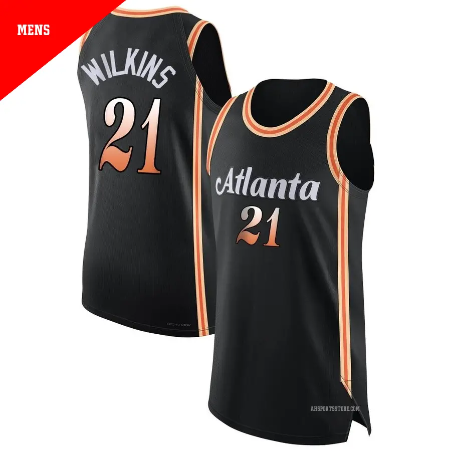 ＃21 Men's Dominique Wilkins Atlanta Hawks 2022/23 Authentic Black City Edition Jersey