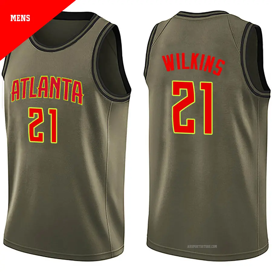 ＃21 Men's Dominique Wilkins Atlanta Hawks Green Swingman Salute to Service Jersey