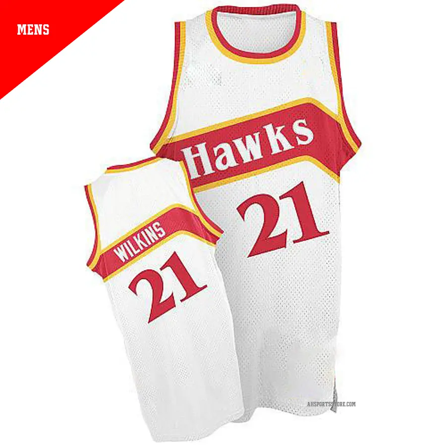 ＃21 Men's Dominique Wilkins Atlanta Hawks White Authentic Throwback Jersey