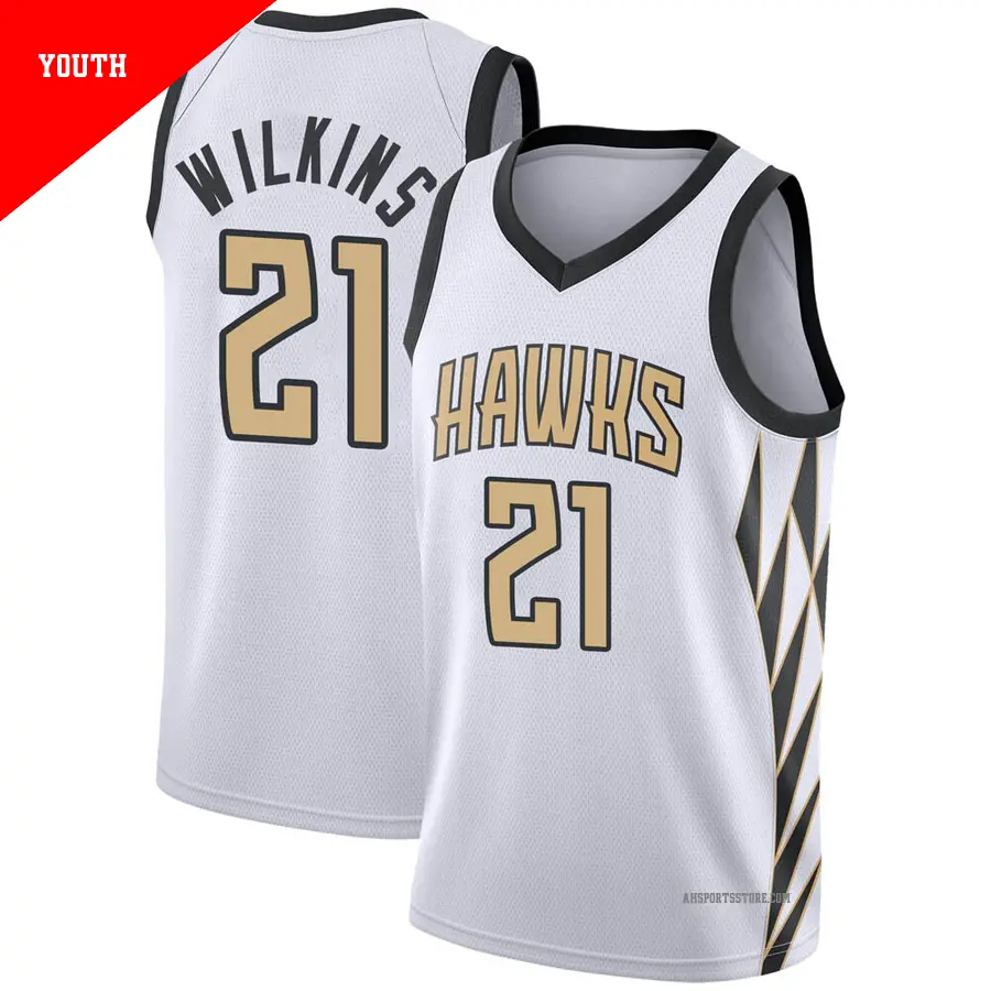 ＃21 Youth Dominique Wilkins Atlanta Hawks 2018/19 Swingman White JerseyCity Edition
