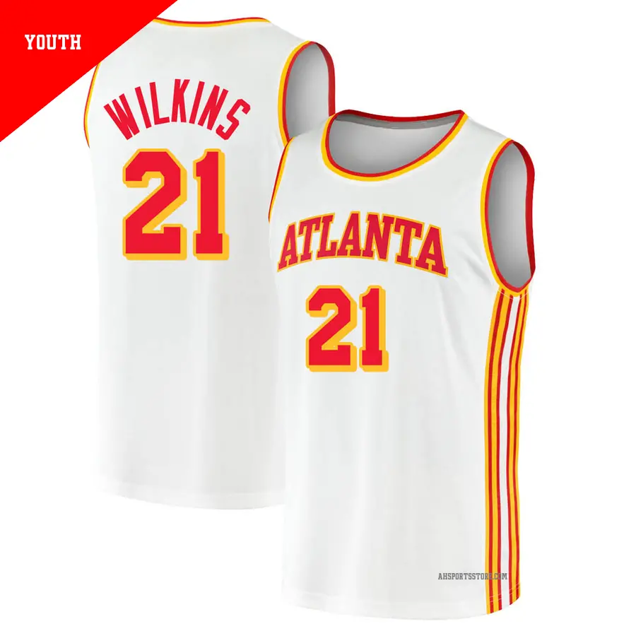 ＃21 Youth Dominique Wilkins Atlanta Hawks 2020/21 Fast Break White JerseyAssociation Edition
