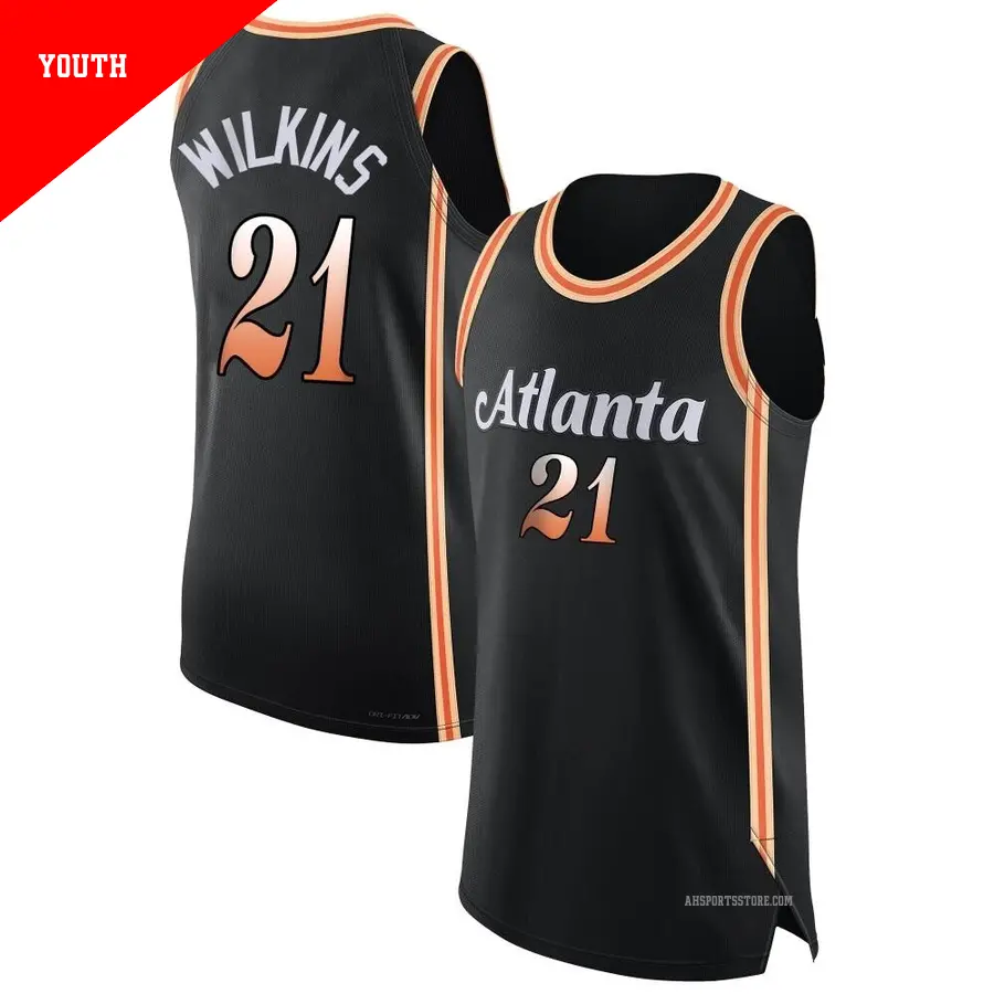＃21 Youth Dominique Wilkins Atlanta Hawks 2022/23 Authentic Black City Edition Jersey
